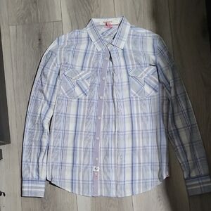 Zanerobe Light Blue Plaid Casual Shirt Size Small